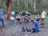 Moshe, Karen, Peter, Dianne, John and Laurie watch Attillio cook this dinner at Little O'Tooles Campground